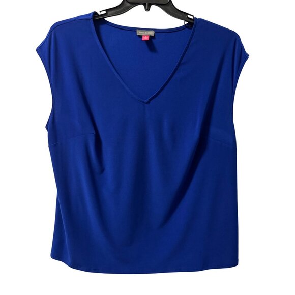 Vince Camuto V-Neck Blue Sleeveless Top Size 1X Polyester/Spandex Blend. NWT - Picture 1 of 12